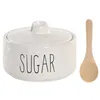 Sugar Bowl Home ESPRIT White Natural Bamboo Porcelain 11,8 X 11,8 X 8,2 CM