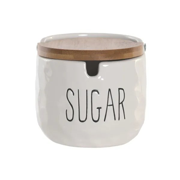 Sugar Bowl Home ESPRIT White Natural Bamboo Porcelain 10 x 10 x 9 cm