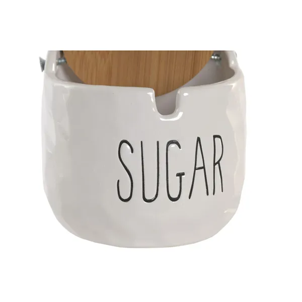 Sugar Bowl Home ESPRIT White Natural Bamboo Porcelain 10 x 10 x 9 cm