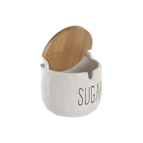 Sugar Bowl Home ESPRIT White Natural Bamboo Porcelain 10 x 10 x 9 cm