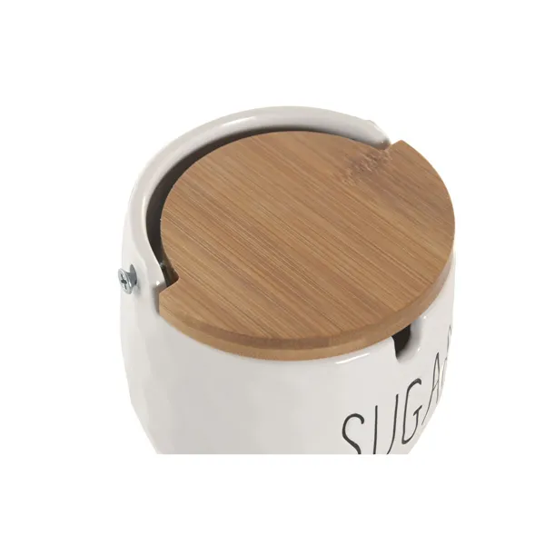 Sugar Bowl Home ESPRIT White Natural Bamboo Porcelain 10 x 10 x 9 cm