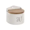 Salt cellar Home ESPRIT White Natural Bamboo Porcelain Cottage 12 x 11 x 11 cm