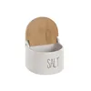 Salt cellar Home ESPRIT White Natural Bamboo Porcelain Cottage 12 x 11 x 11 cm