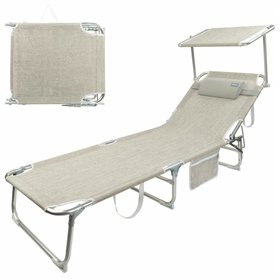 Beach sunbed Aktive Beige 188 x 58 x 30 cm Foldable