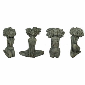 Decorative Figure DKD Home Decor Lady Grey Cement (20 x 9 x 25 cm) (4 Units)