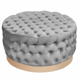 Footrest DKD Home Decor Grey Polyester MDF Wood (78 x 78 x 40 cm)