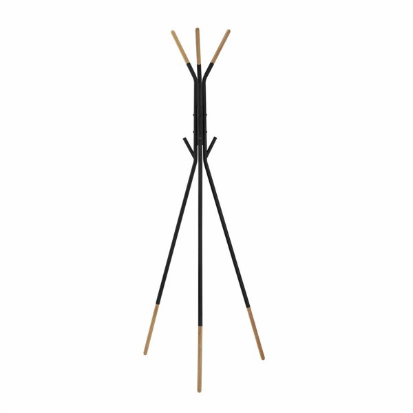 Hat stand DKD Home Decor Black Natural Steel Plastic Loft 65 x 65 x 179 cm