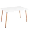 Springos HF0015 Sohvapöytä 120 × 80 cm, valkoinen kansi & ruskeat jalat