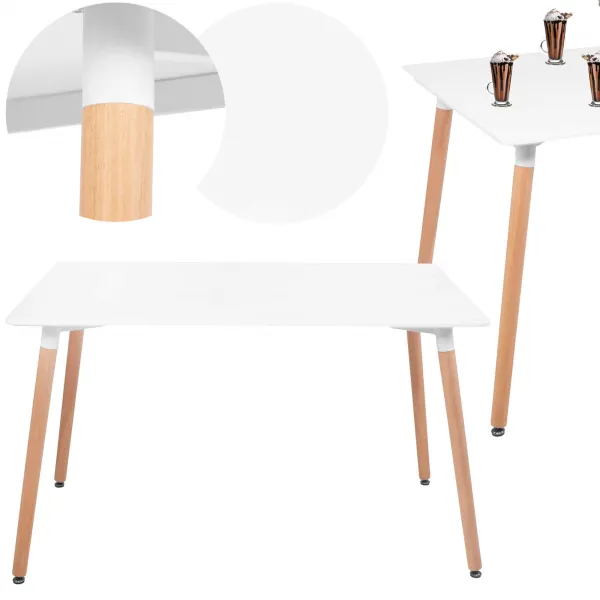 Springos HF0015 Coffee Table, 120 × 80 cm, white top & brown legs