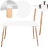 Springos HF0015 Sohvapöytä 120 × 80 cm, valkoinen kansi & ruskeat jalat