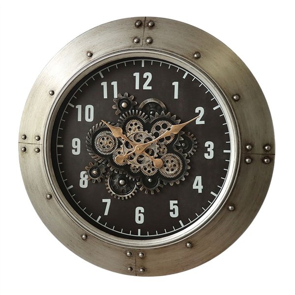 Wall Clock Home ESPRIT Black Silver Crystal Iron Loft 80 x 9 x 80 cm