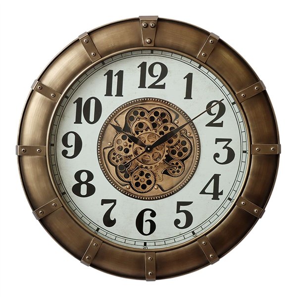 Wall Clock Home ESPRIT Golden Crystal Iron Loft 80 x 9,5 x 80 cm