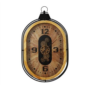 Wall Clock Home ESPRIT Black Natural Crystal Iron Loft 56 X 8 X 92 CM