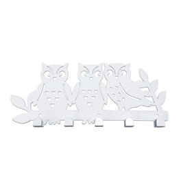Wall mounted coat hanger Versa White Metal Iron Owl Famil 2 X 17 X 39 CM