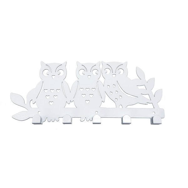 Wall mounted coat hanger Versa White Metal Iron Owl Famil 2 X 17 X 39 CM