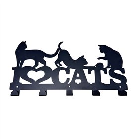 Wall mounted coat hanger Versa Black Metal Iron Cats 2 X 17 X 39 CM