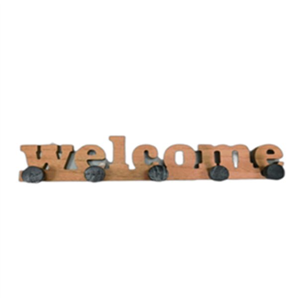Wall mounted coat hanger Versa Welcome White MDF Wood 4 X 5,5 X 34,5 CM