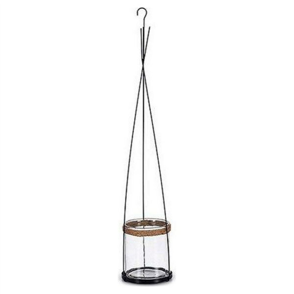 Candleholder Ibergarden Black Transparent Metal Crystal 15,5 x 85,5 x 15,5 cm