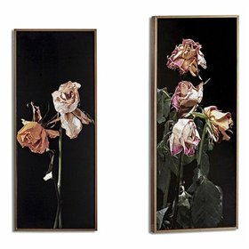 Painting Gift Decor Black Gold Golden Particleboard Flowers 21,2 x 2 x 51,2 cm 21,2 x 51,2 x 2 cm