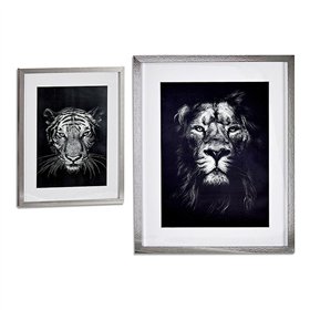 Painting Gift Decor Lion - Tiger Glass Particleboard 43 x 3 x 53 cm
