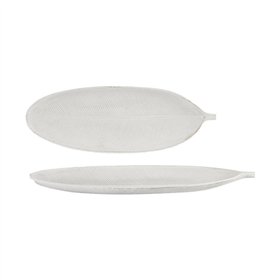 Centerpiece Gift Decor White MDF Wood 49 x 2,7 x 17,3 cm Decoration Leaf of a plant