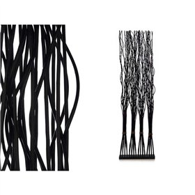 Folding screen Gift Decor Black Willow wood 50 x 182 x 13 cm 4 Bouquets