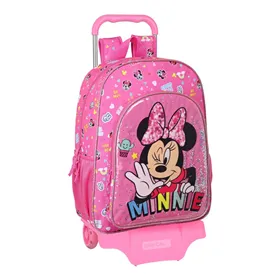 School Rucksack with Wheels Minnie Mouse Lucky Pink 33 x 42 x 14 cm