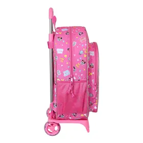 School Rucksack with Wheels Minnie Mouse Lucky Pink 33 x 42 x 14 cm