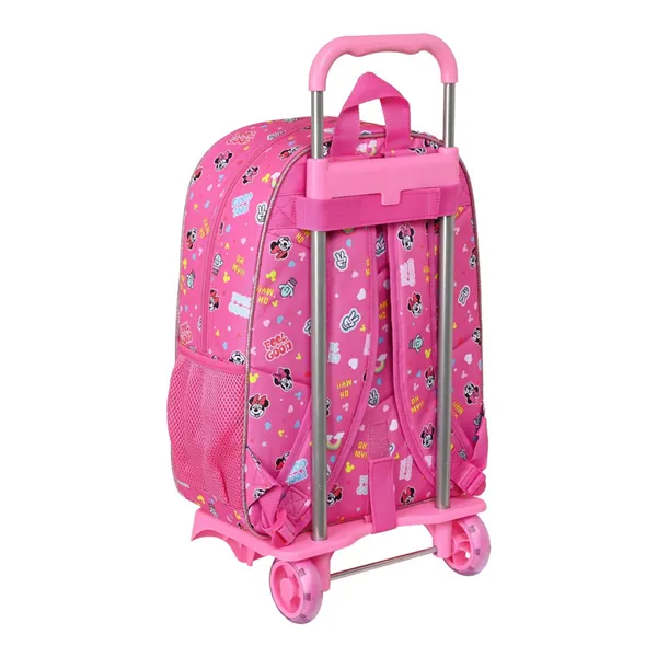 School Rucksack with Wheels Minnie Mouse Lucky Pink 33 x 42 x 14 cm