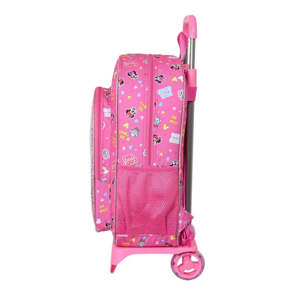 School Rucksack with Wheels Minnie Mouse Lucky Pink 33 x 42 x 14 cm