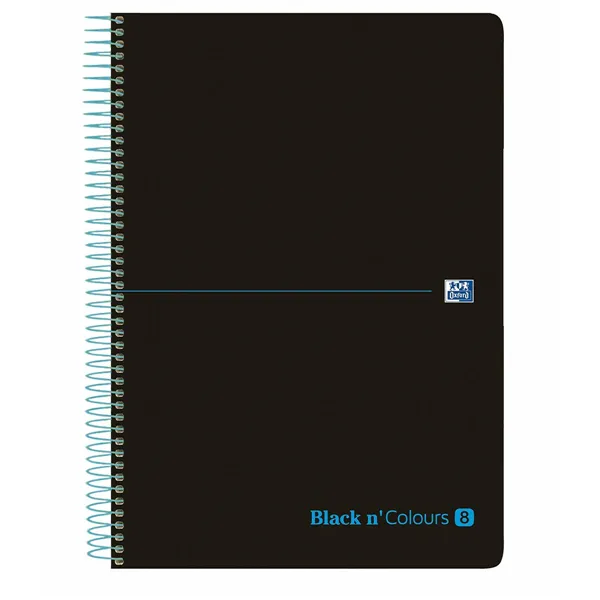 Notebook Oxford European Book Black & Colours Black Turquoise A4 160 Sheets 5 Pieces