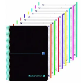 Notebook Oxford European Book Black & Colours Black Turquoise A4 160 Sheets 5 Pieces