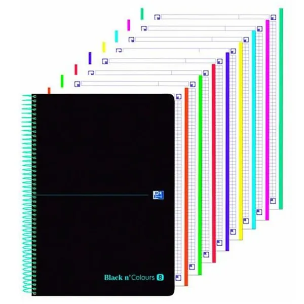 Notebook Oxford European Book Black & Colours Black Turquoise A4 160 Sheets 5 Pieces