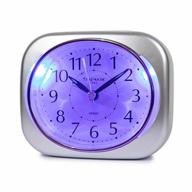 Analogue Alarm Clock Timemark 10 x 8,5 x 4 cm Silver Classic