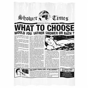 Shower Curtain Gelco Gazette Black PEVA 180 x 200 cm