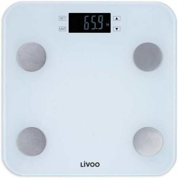 Digital Bathroom Scales Livoo DOM427W White Tempered Glass 180 kg
