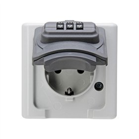 Waterproof socket base Kopp Grey 16 A Manual combination lock With lid Exterior Type F