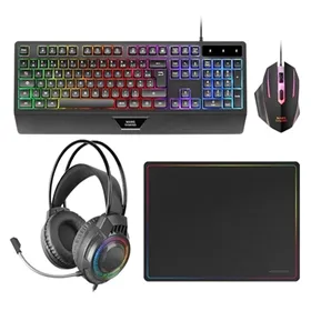 Keyboard and Mouse Mars Gaming MCP124PROES Black Multicolour Spanish Qwerty (4 Units)