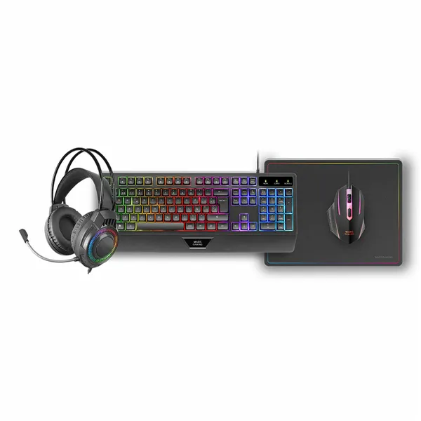 Keyboard and Mouse Mars Gaming MCP124PROES Black Multicolour Spanish Qwerty (4 Units)