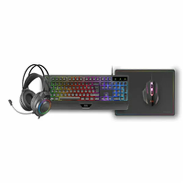Keyboard and Mouse Mars Gaming MCP124PROES Black Multicolour Spanish Qwerty (4 Units)