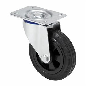 Rueda Ruedas Alex Black Rubber Poliamix Ø 12,5 cm 110 kg rotary