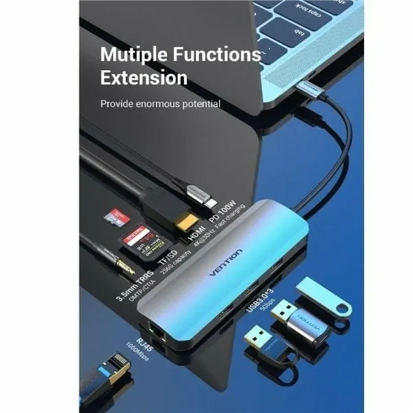 USB-C Hub Vention TOLHB Silver 100 W