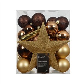 Christmas Decorations Set Decoris Brown Golden (33 Pieces)