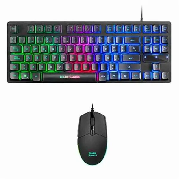 Keyboard with Gaming Mouse Mars Gaming MCPTKLES Black Spanish Qwerty
