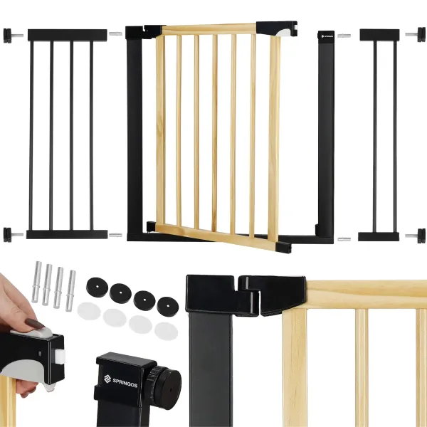 Turvavärav treppidele Springos SG0012BC 75-124 cm pruun-must
