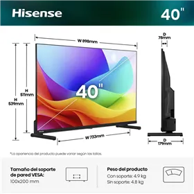 Hisense Smart TV 40A5S 40 inch Full HD QLED HDMI black