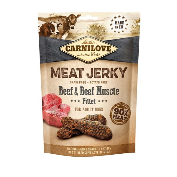 Fodder Carnilove Meat Jerky Beef & Beef muscle fillet Adult Turkey Veal 100 g