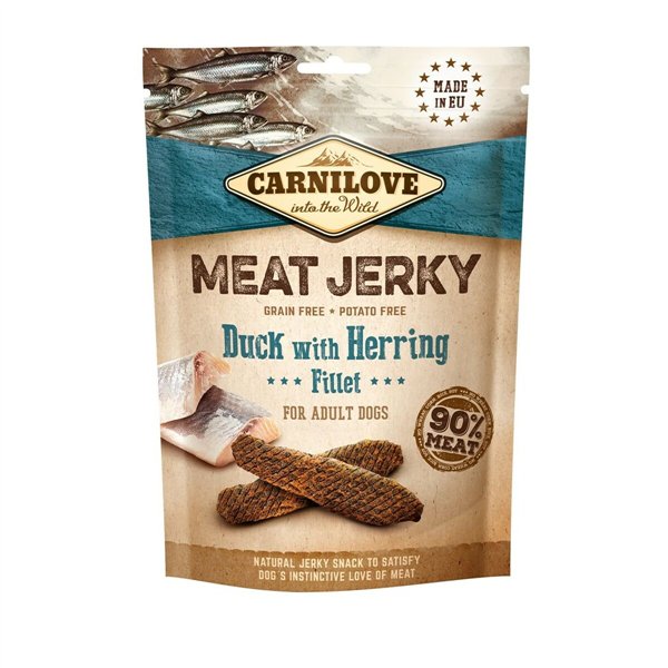 Fodder Carnilove Meat Jerky Duck with herring Adult Fish Lamb Duck 100 g
