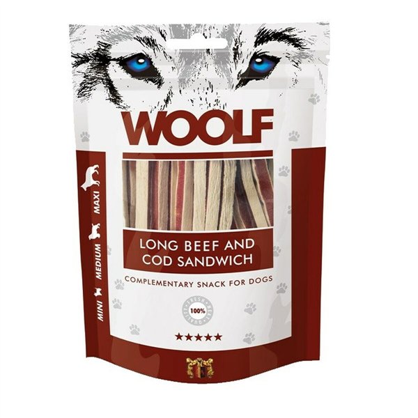 Dog Snack Woolf Long Beef and Cod Sandwich Beef 100 g