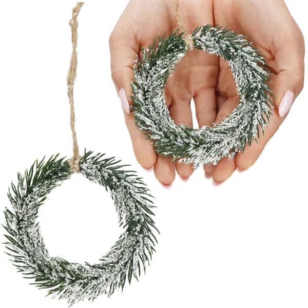 Christmas Ornament Springos CA1210, Green Mini Wreath, 10 cm